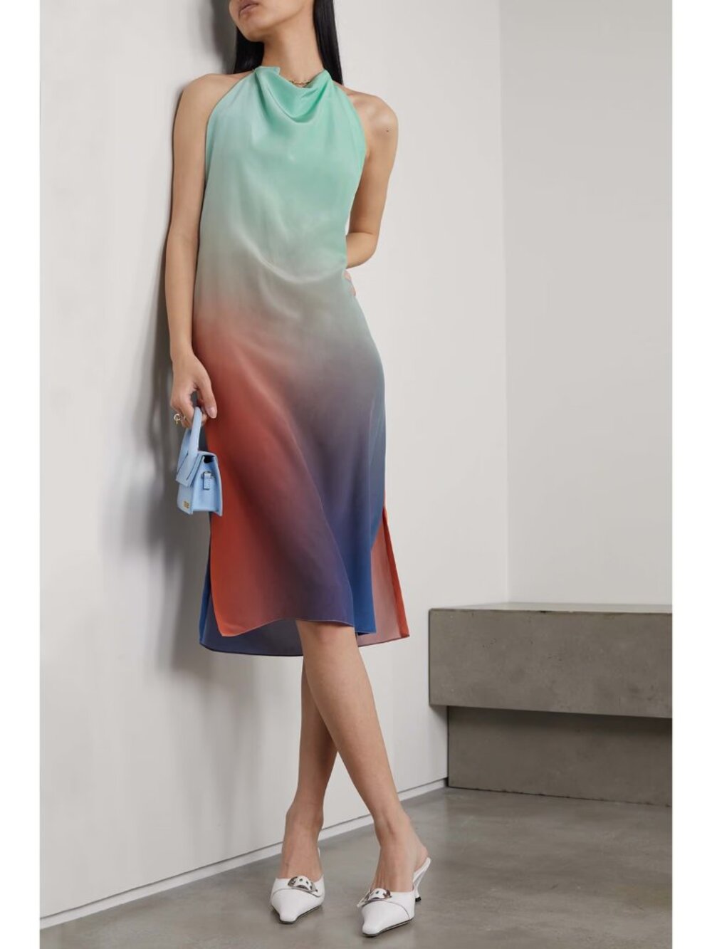 Gauchere Ombre Silk Halter Dress, size 36 (like a US size 2)